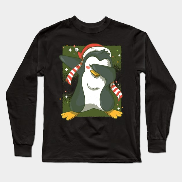 Christmas Dabbing Penguin Long Sleeve T-Shirt by madeinchorley